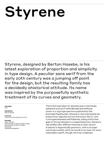 styrene sans serif font family.